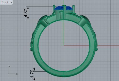 Small blue stone diamond ring 3434 3D print model 3D print model_5