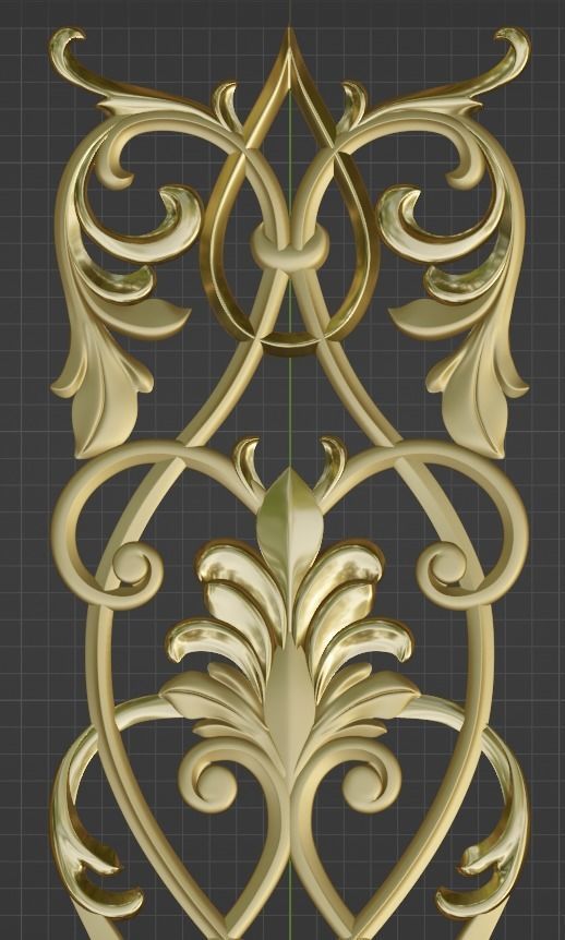 Carved decor vertical  3D model_7