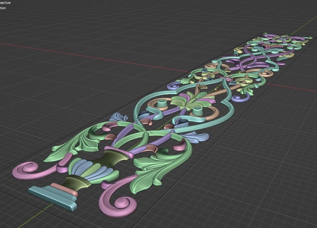 Carved decor vertical  3D model_2