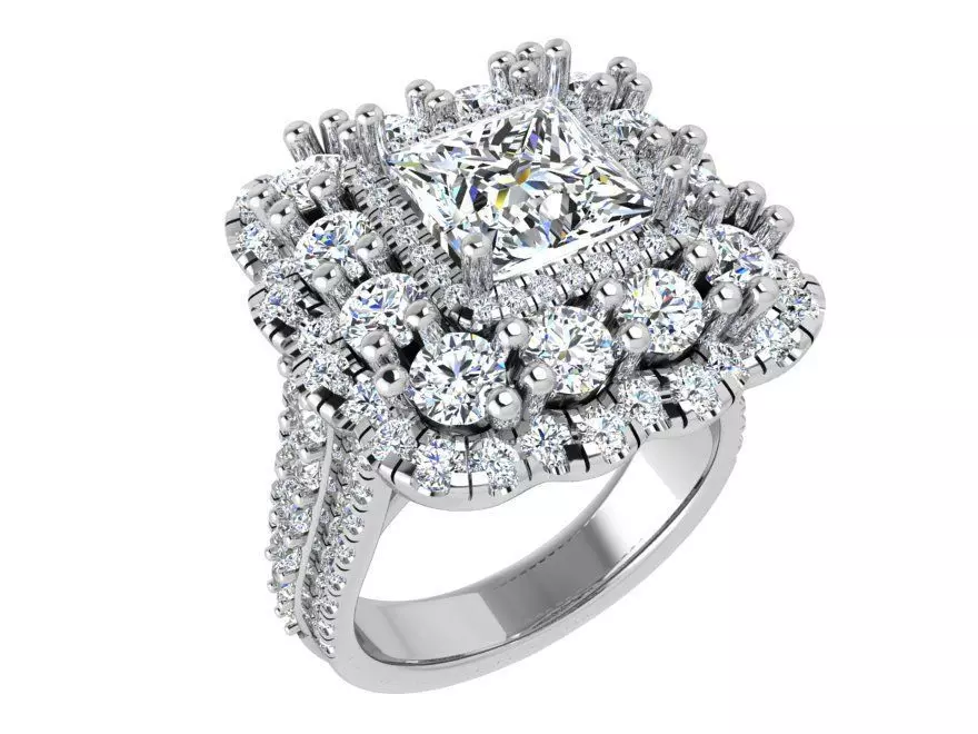 3-row diamond ring 3436 3D print model 3D print model_0