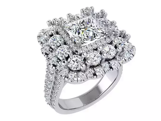3-row diamond ring 3436 3D print model