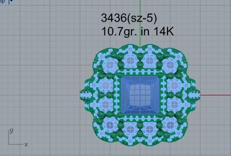 3-row diamond ring 3436 3D print model 3D print model_4