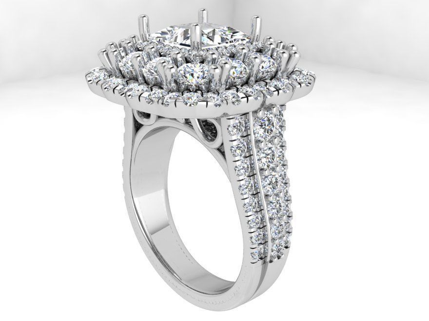 3-row diamond ring 3436 3D print model 3D print model_2