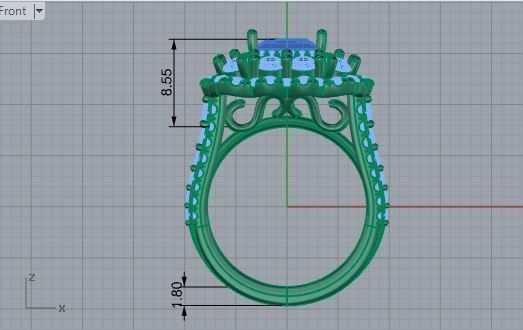 3-row diamond ring 3436 3D print model 3D print model_5