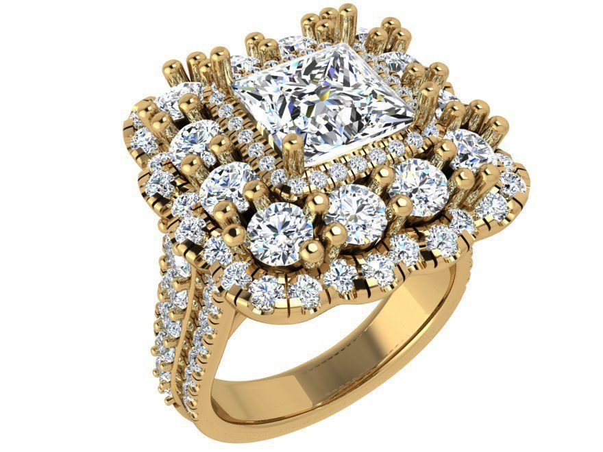 3-row diamond ring 3436 3D print model 3D print model_1