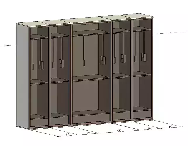 Modular Wardrobe - Cabinets With Modern Glass Sliding Doors 3D model