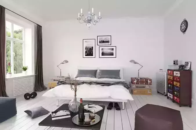 Scandinavian Style Bright Bedroom