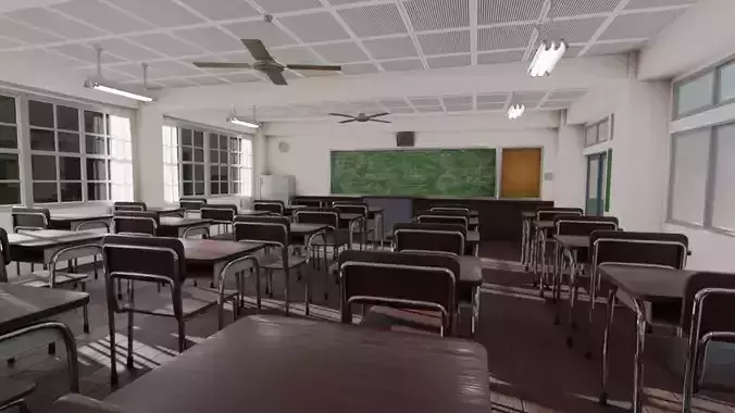Japanese School Classroom 3D model