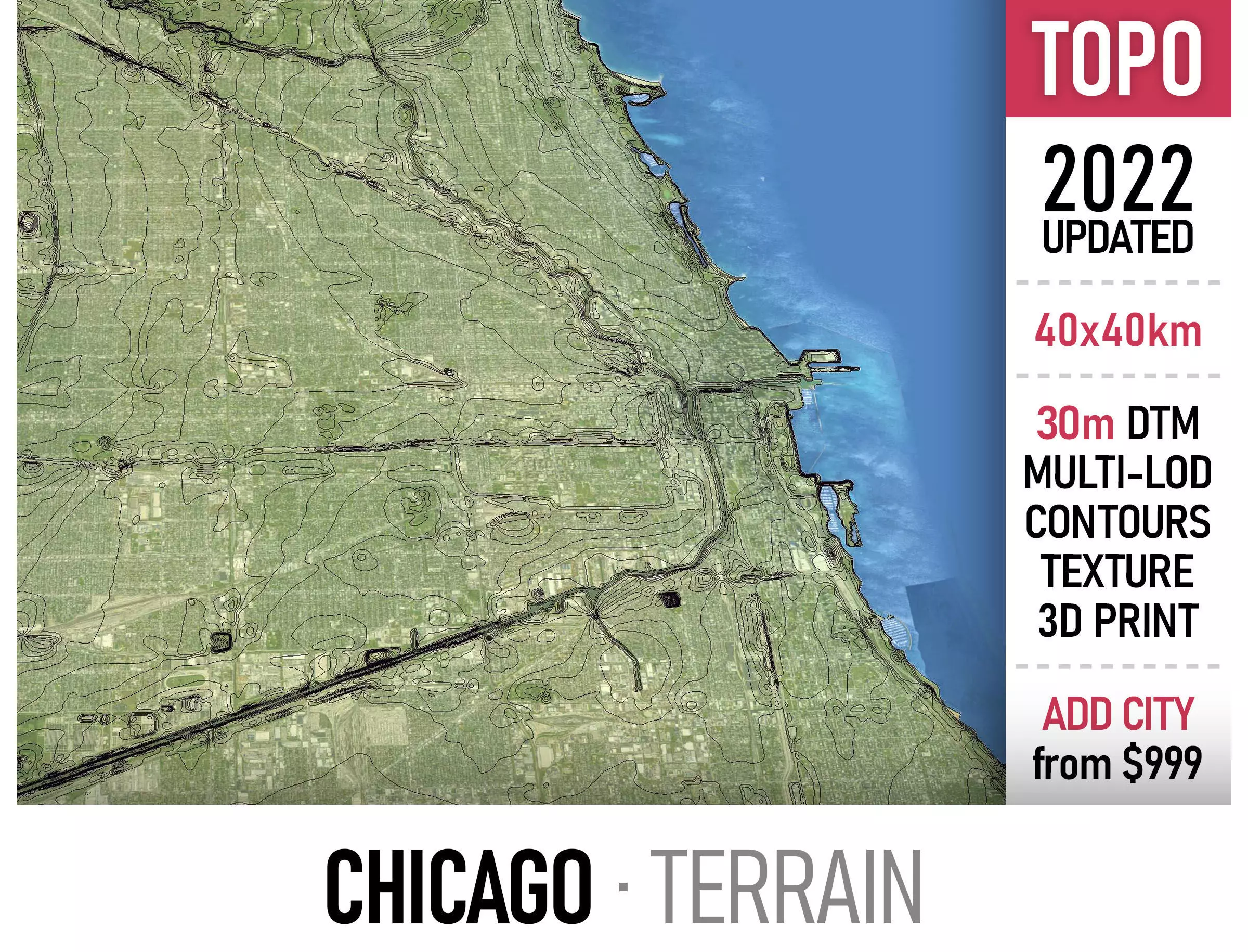 Chicago Low-poly 3D model