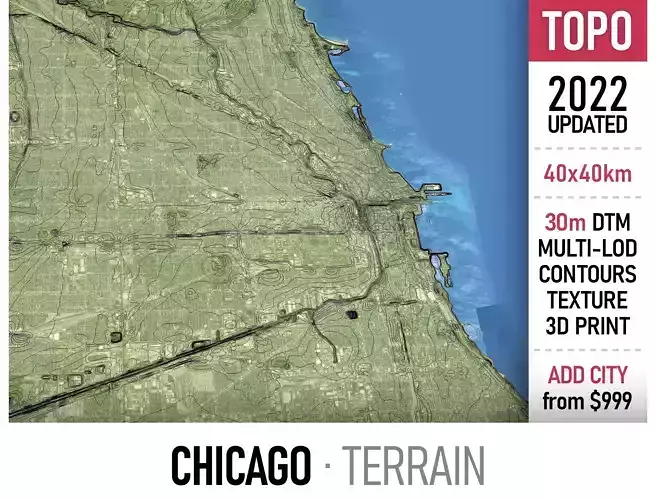 Chicago Low-poly 3D model