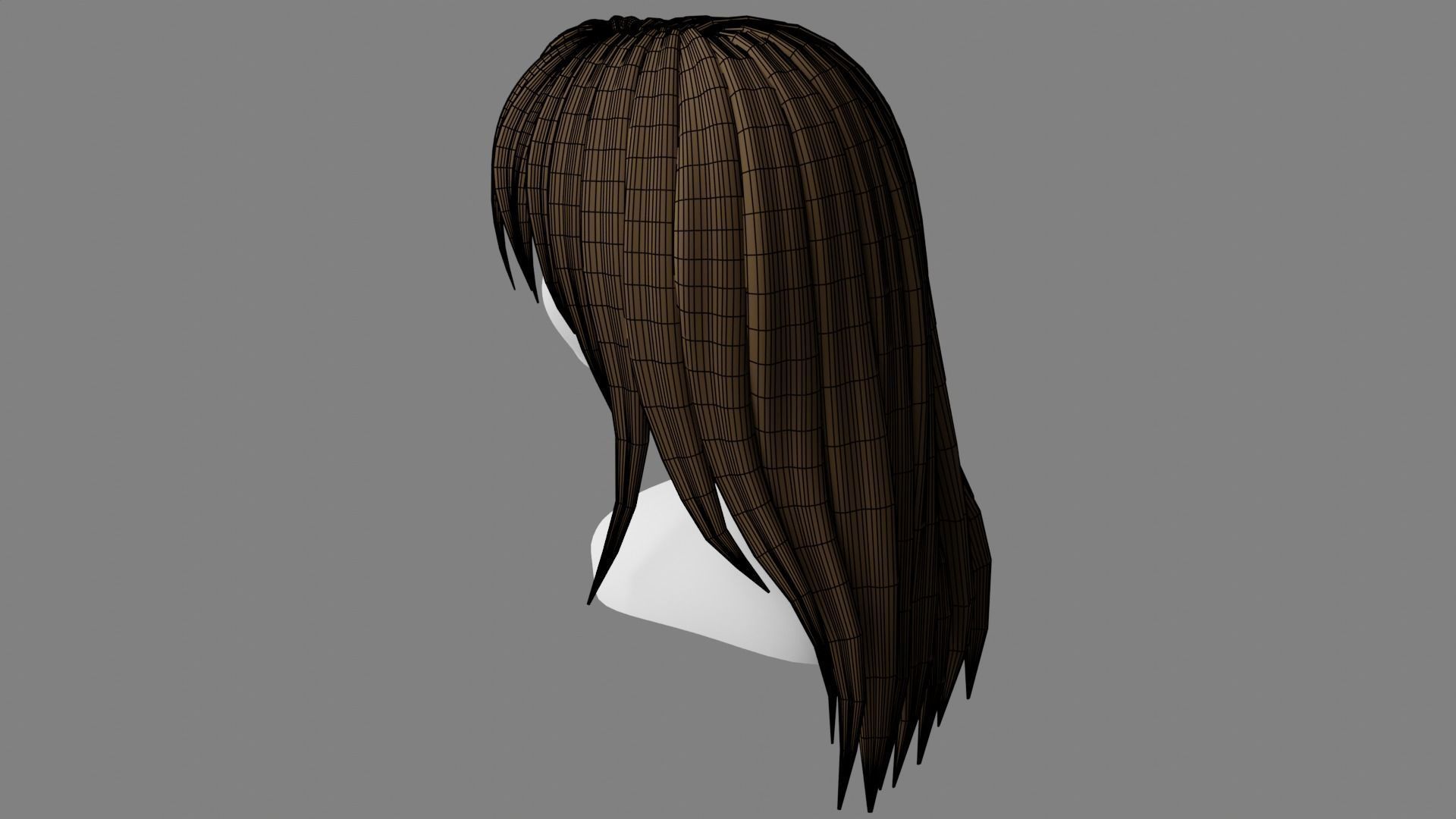 Female Stylized Hair - Game Asset Free low-poly 3D model_7