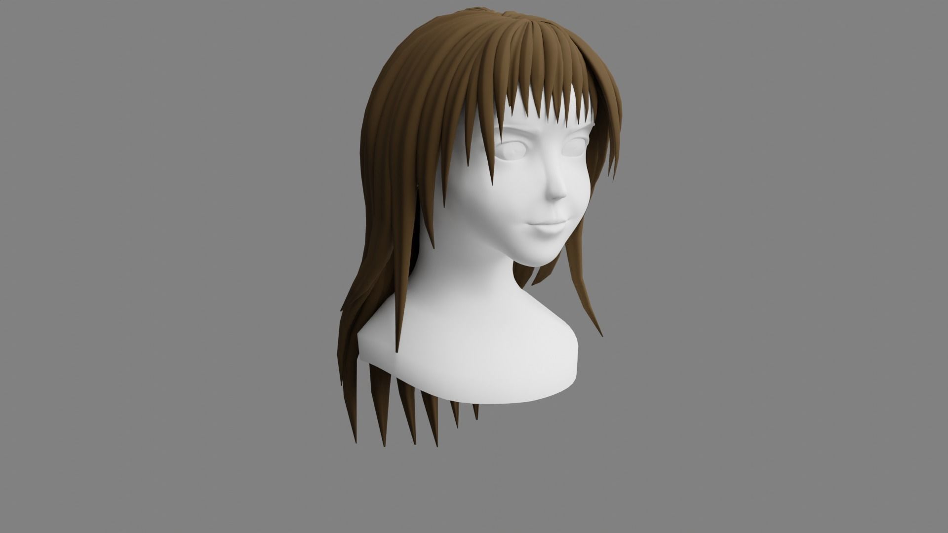 Female Stylized Hair - Game Asset Free low-poly 3D model_1
