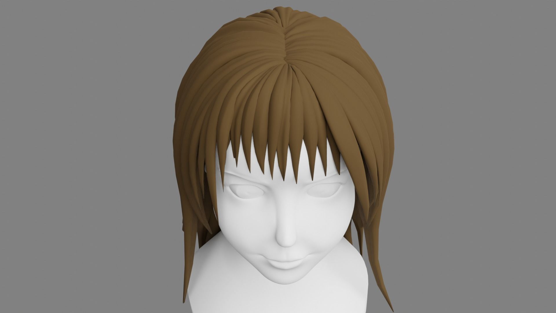 Female Stylized Hair - Game Asset Free low-poly 3D model_6
