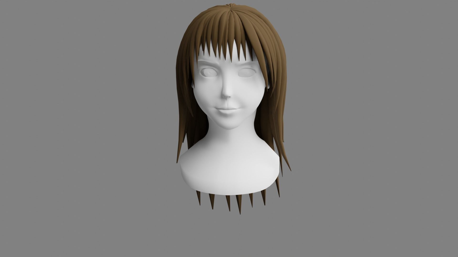 Female Stylized Hair - Game Asset Free low-poly 3D model_2