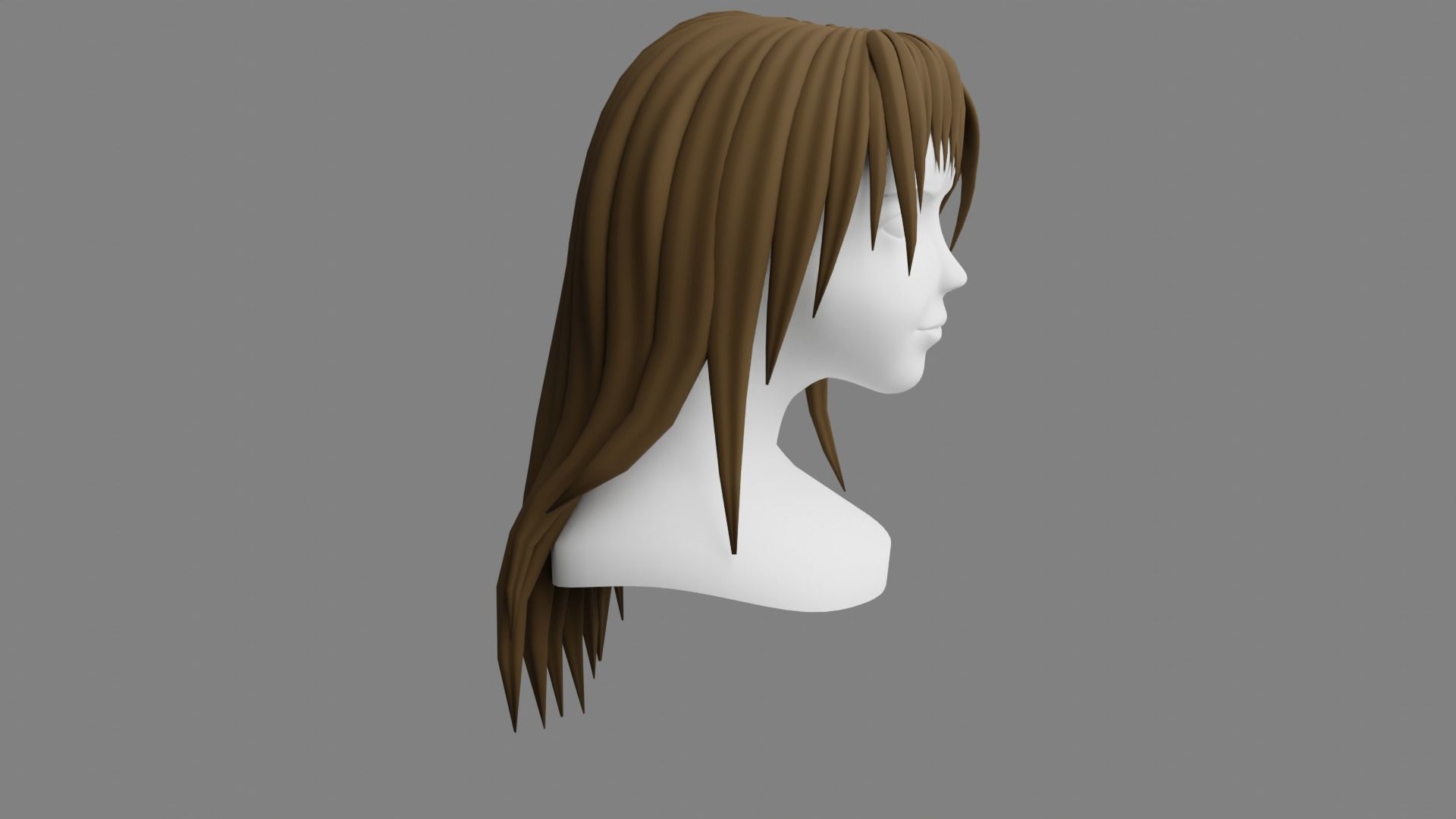 Female Stylized Hair - Game Asset Free low-poly 3D model_5