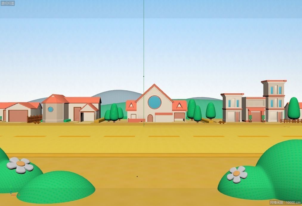 cartoon town 3D model_1