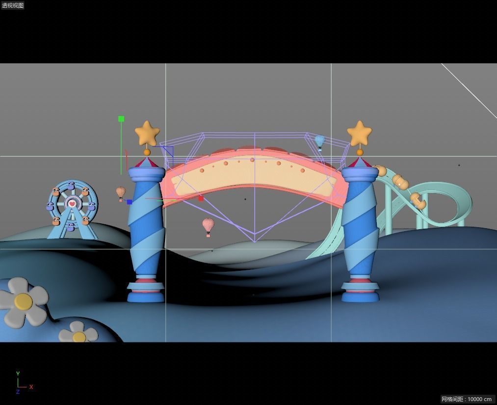 cartoon amusement park 3D model_1