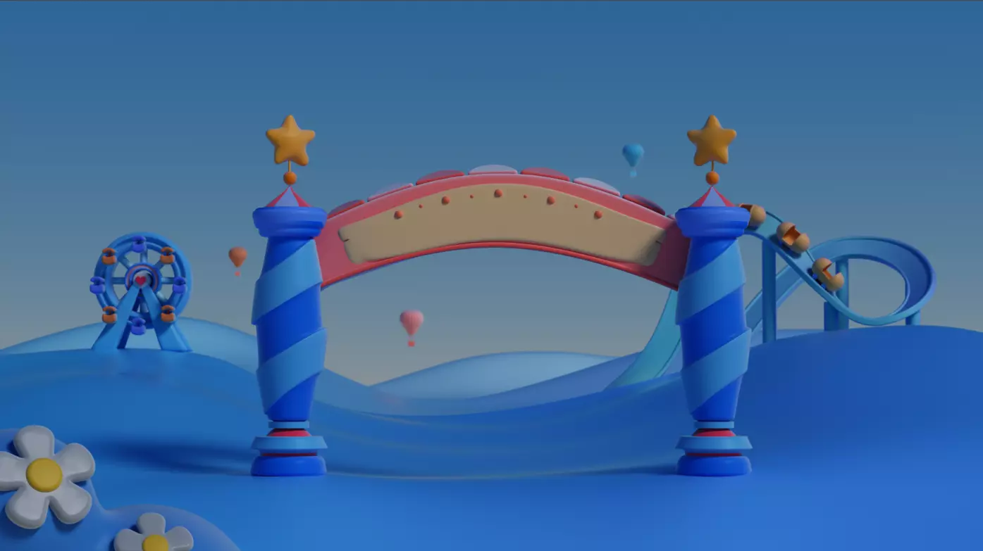 cartoon amusement park 3D model_0