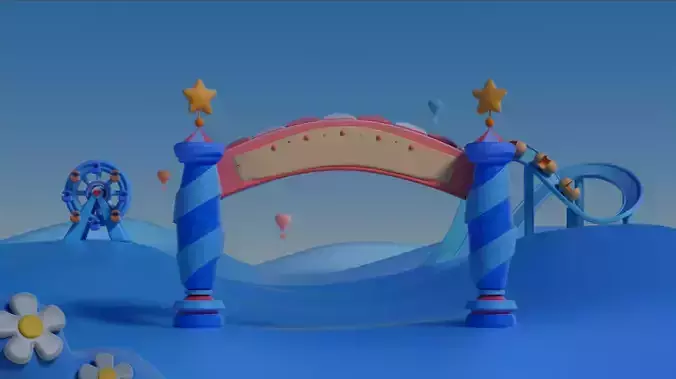 cartoon amusement park 3D model