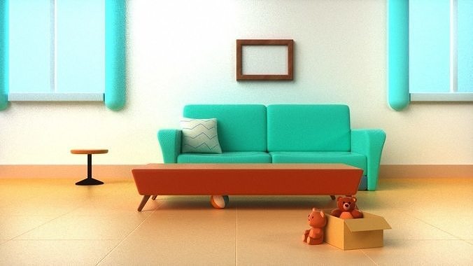 cartoon living room 3D model