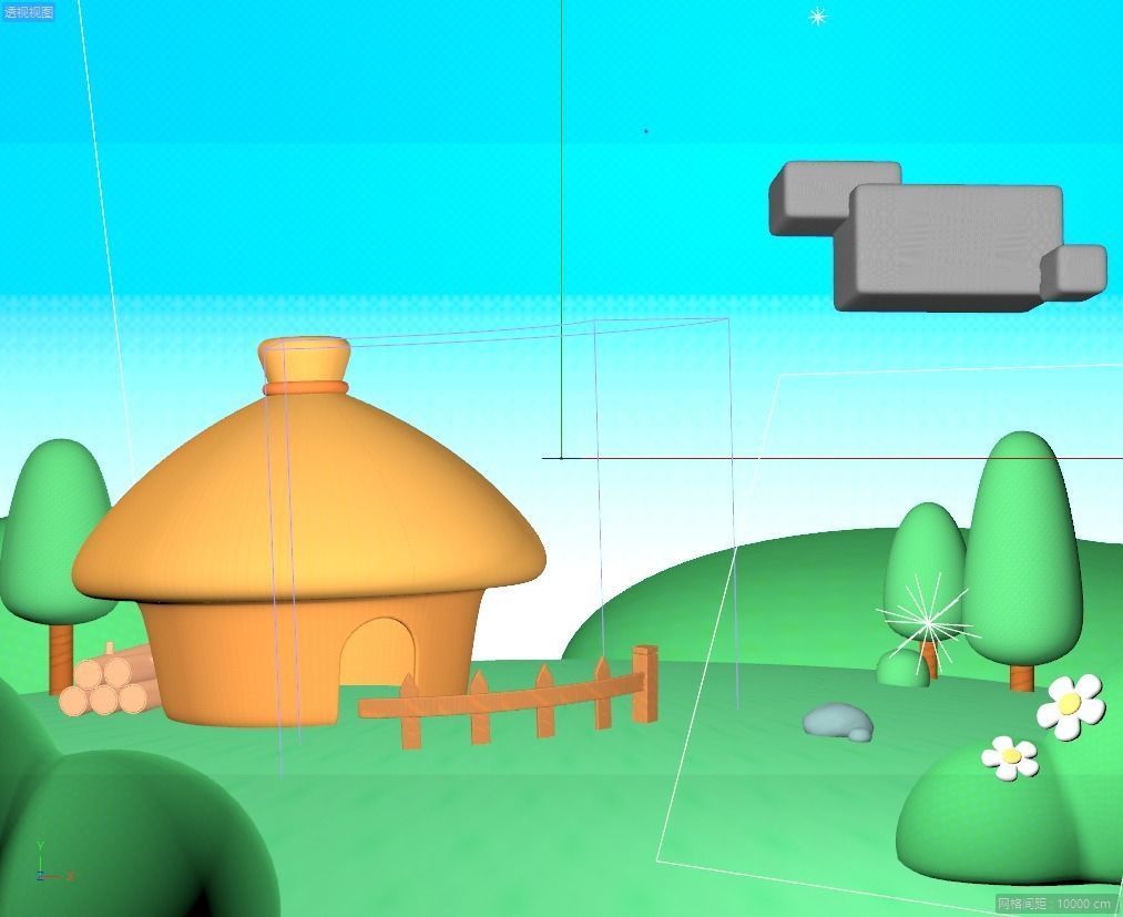 cartoon forest cabin 3D model_1
