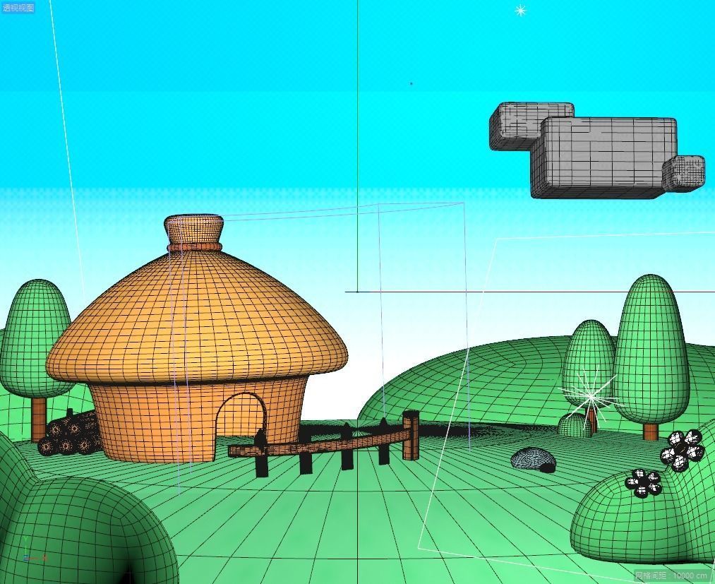 cartoon forest cabin 3D model_2