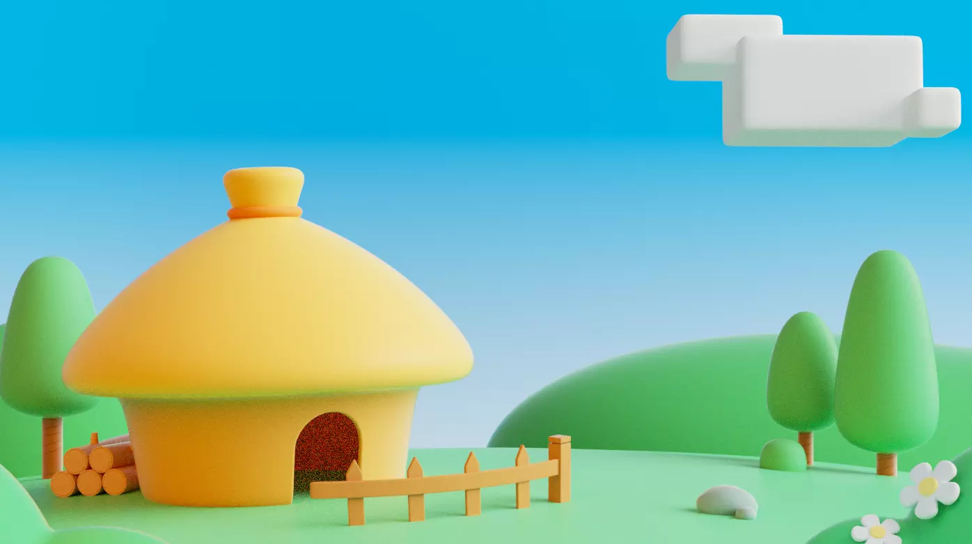 cartoon forest cabin 3D model_0