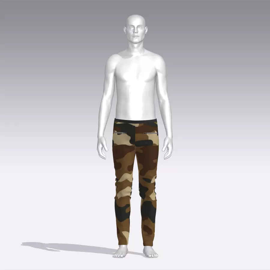 Pants mannequin wearing camouflage Low-poly 3D model_0