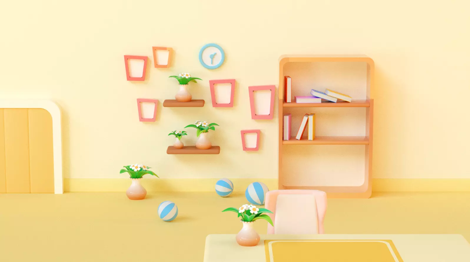 cartoon bedroom 3D model_0