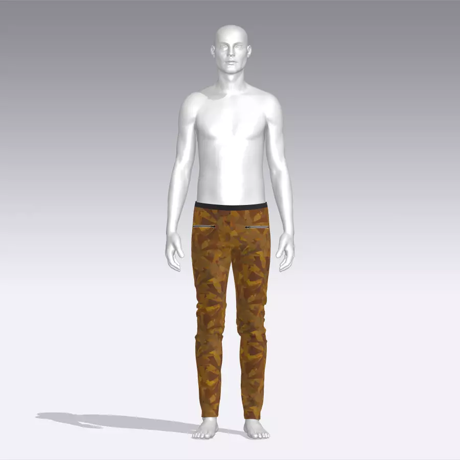 Pants mannequin wearing camouflage Low-poly 3D model_0