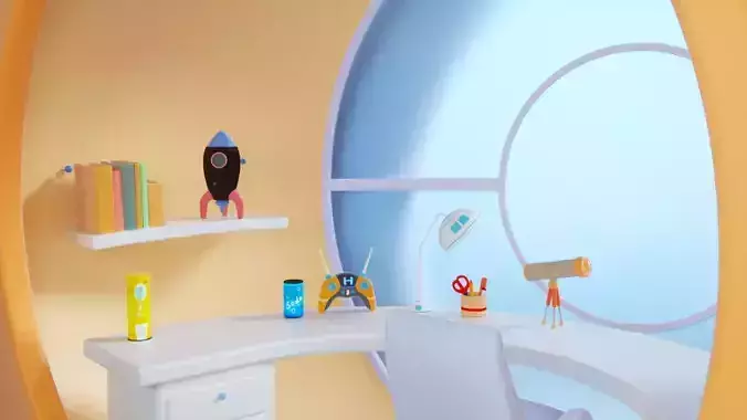cartoon sci-fi bedroom