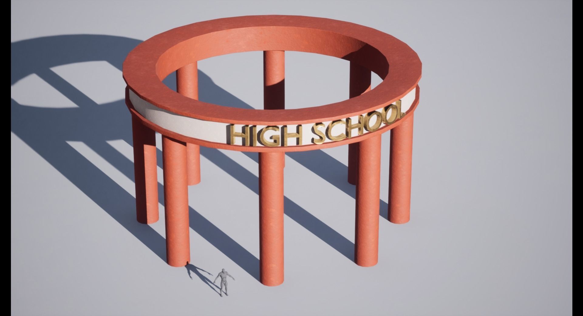 High-School entrance Low-poly 3D model_7