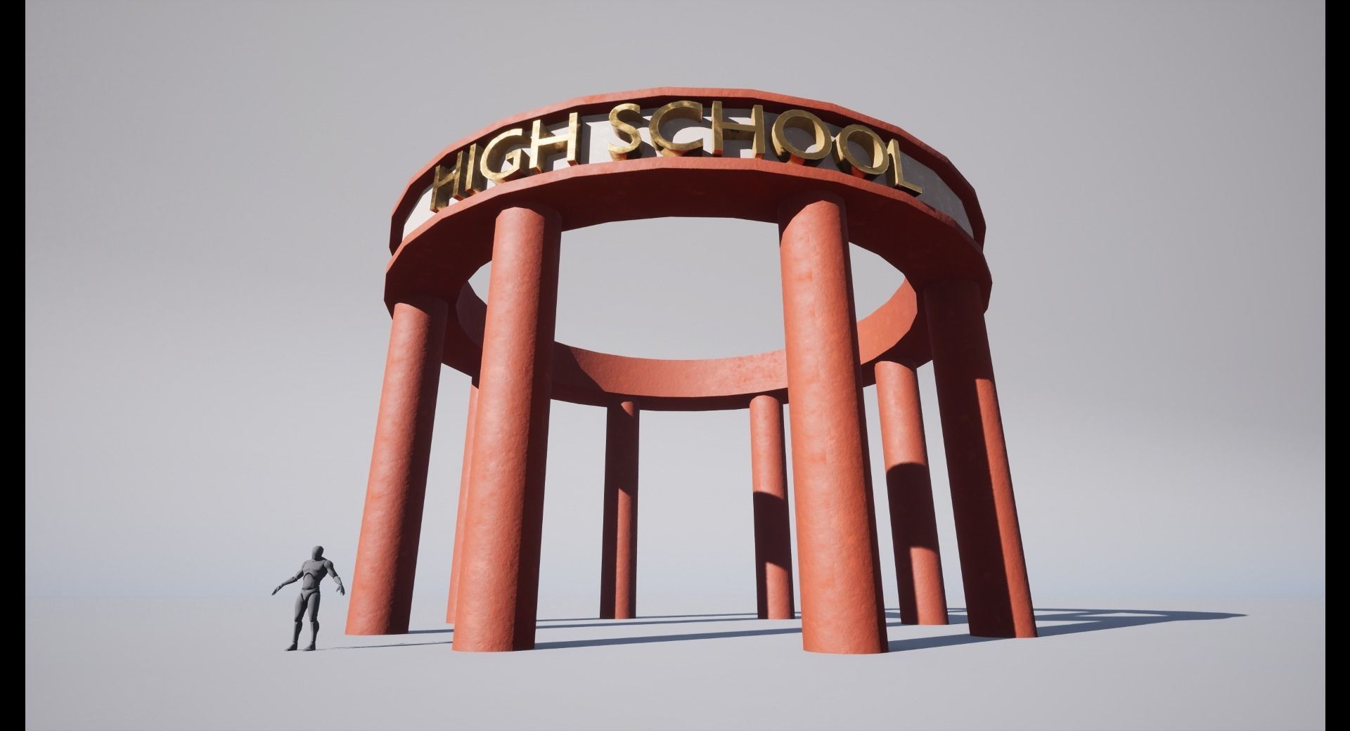 High-School entrance Low-poly 3D model_8
