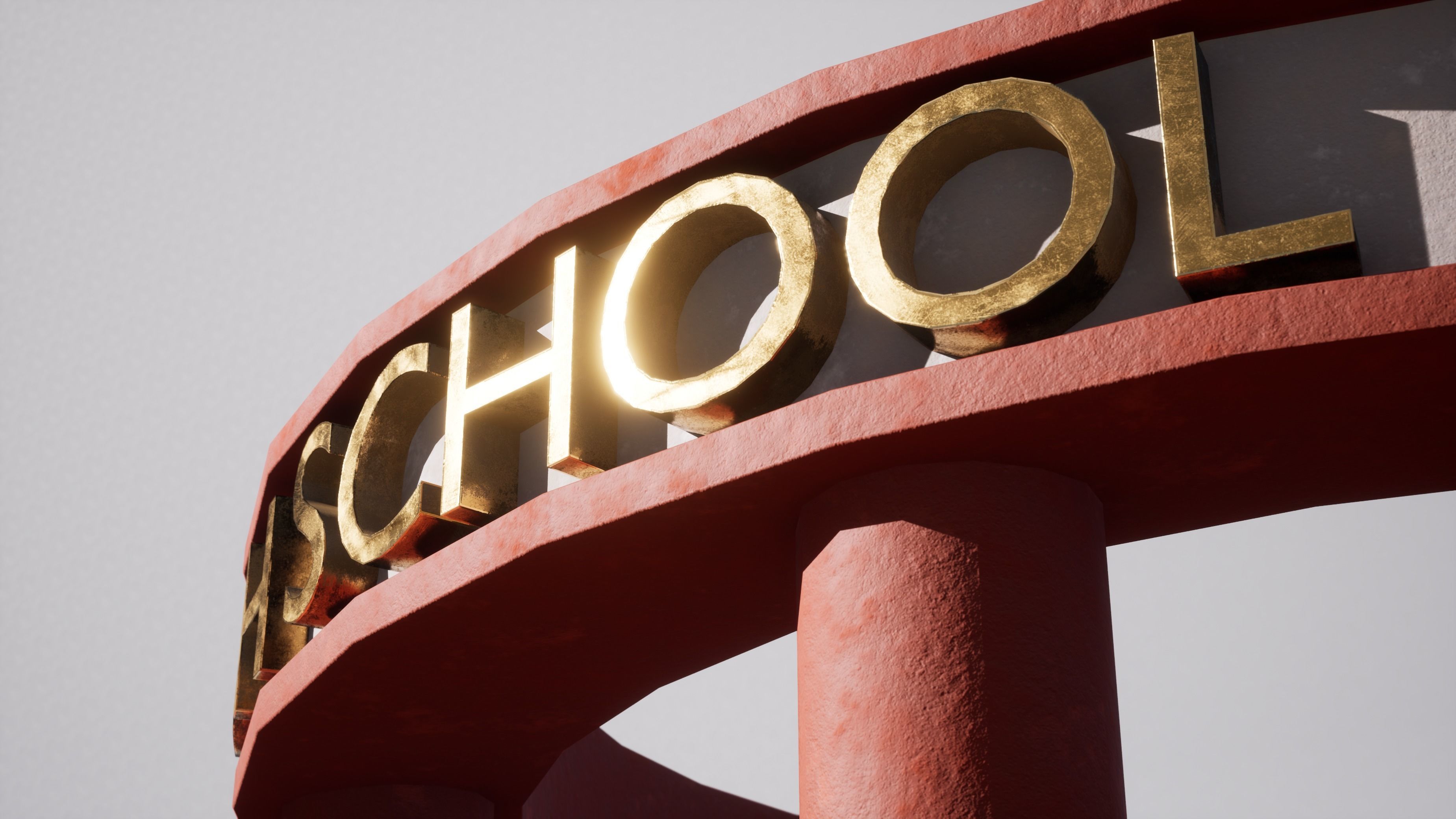 High-School entrance Low-poly 3D model_5