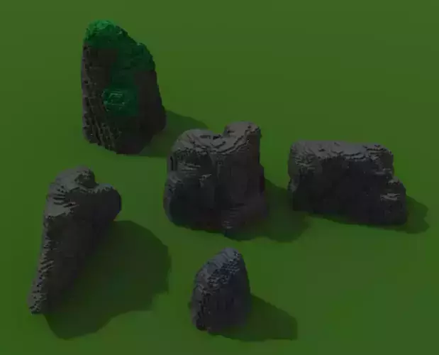 5 Voxel Rock Set 3D model