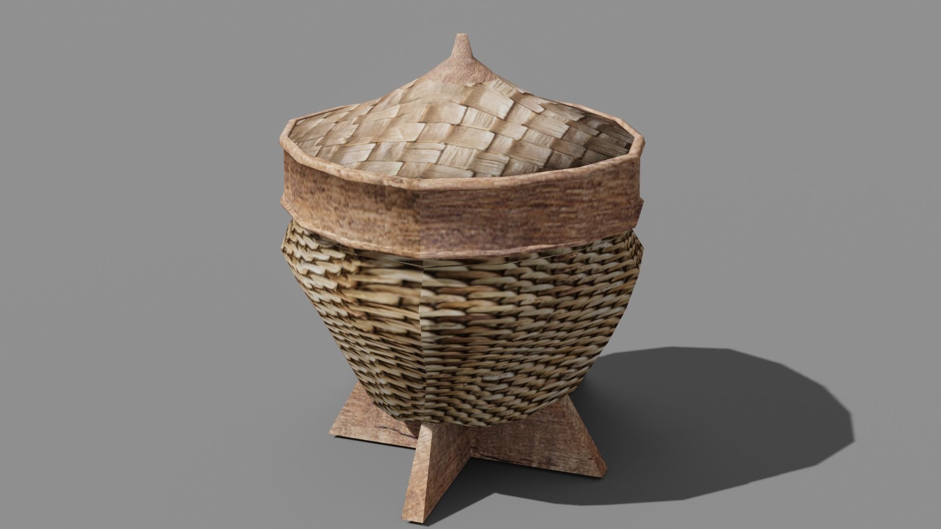 basketry Tools  and wooden tools Low-poly 3D model_1