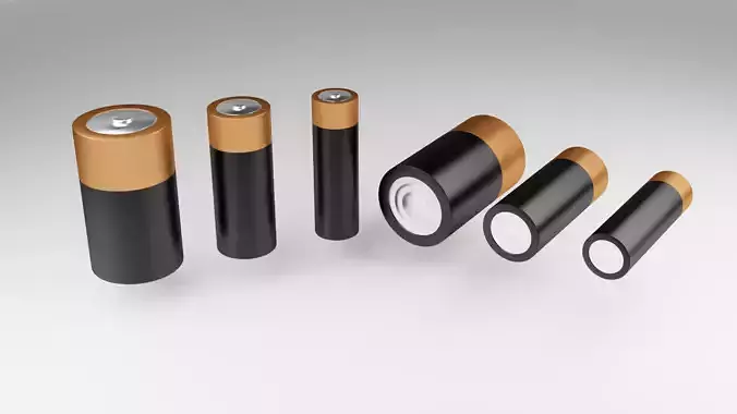 Low Poly Battery SET group of batteries Low-poly 3D model