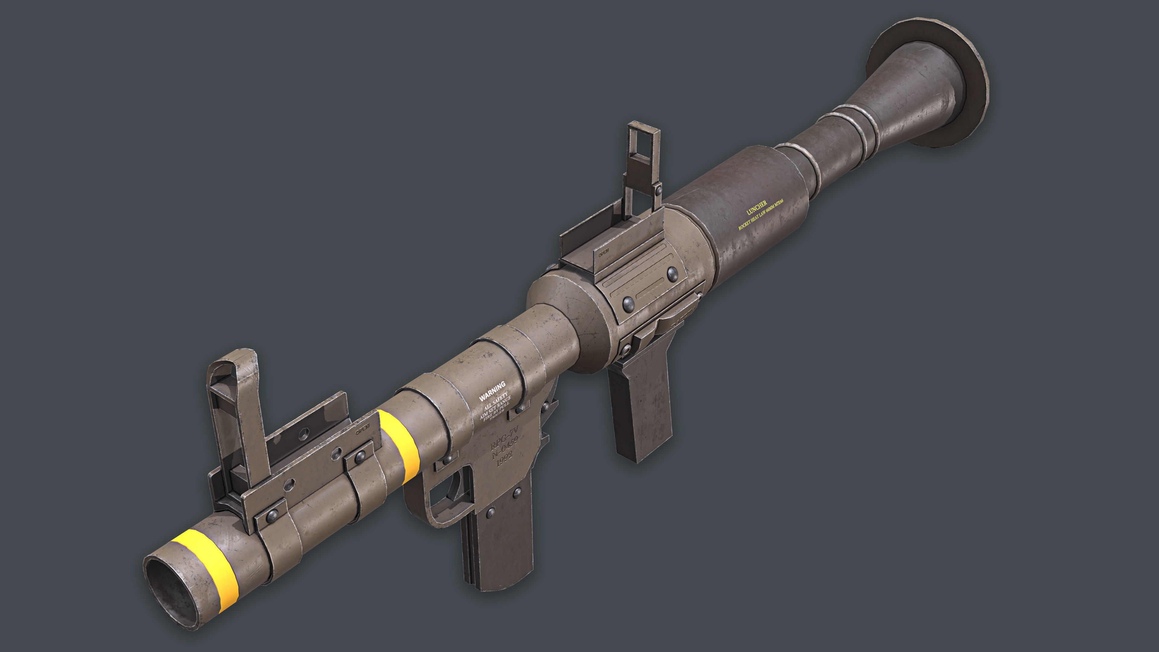 Rocket Launcher Game Ready 1 Low-poly 3D model_5