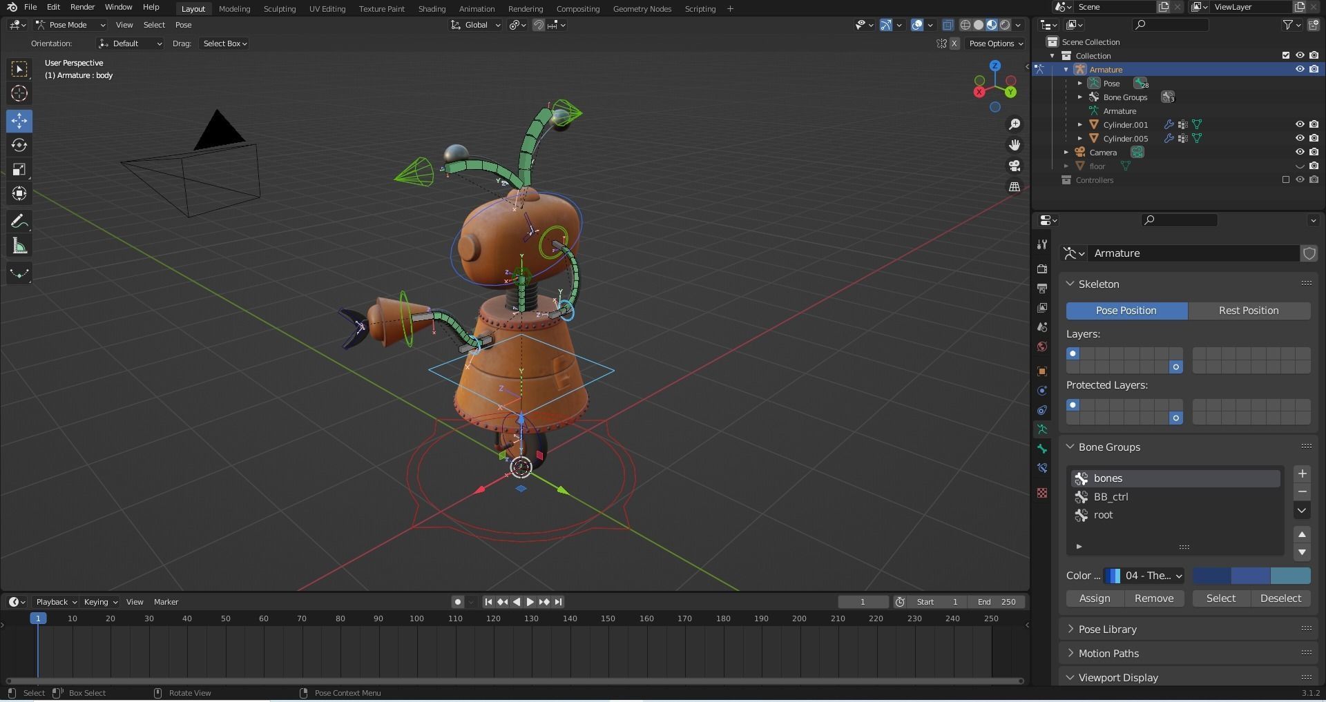 Cartoon Robot Rigged in Blender Low-poly 3D model_13