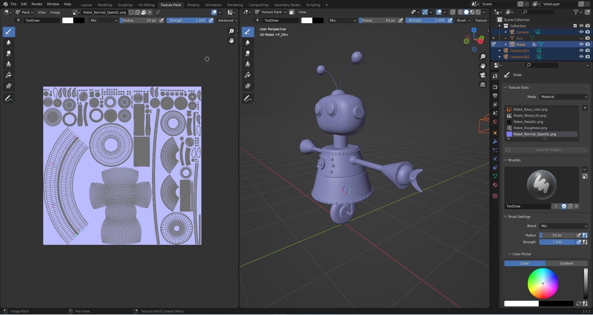 Cartoon Robot Rigged in Blender Low-poly 3D model_17