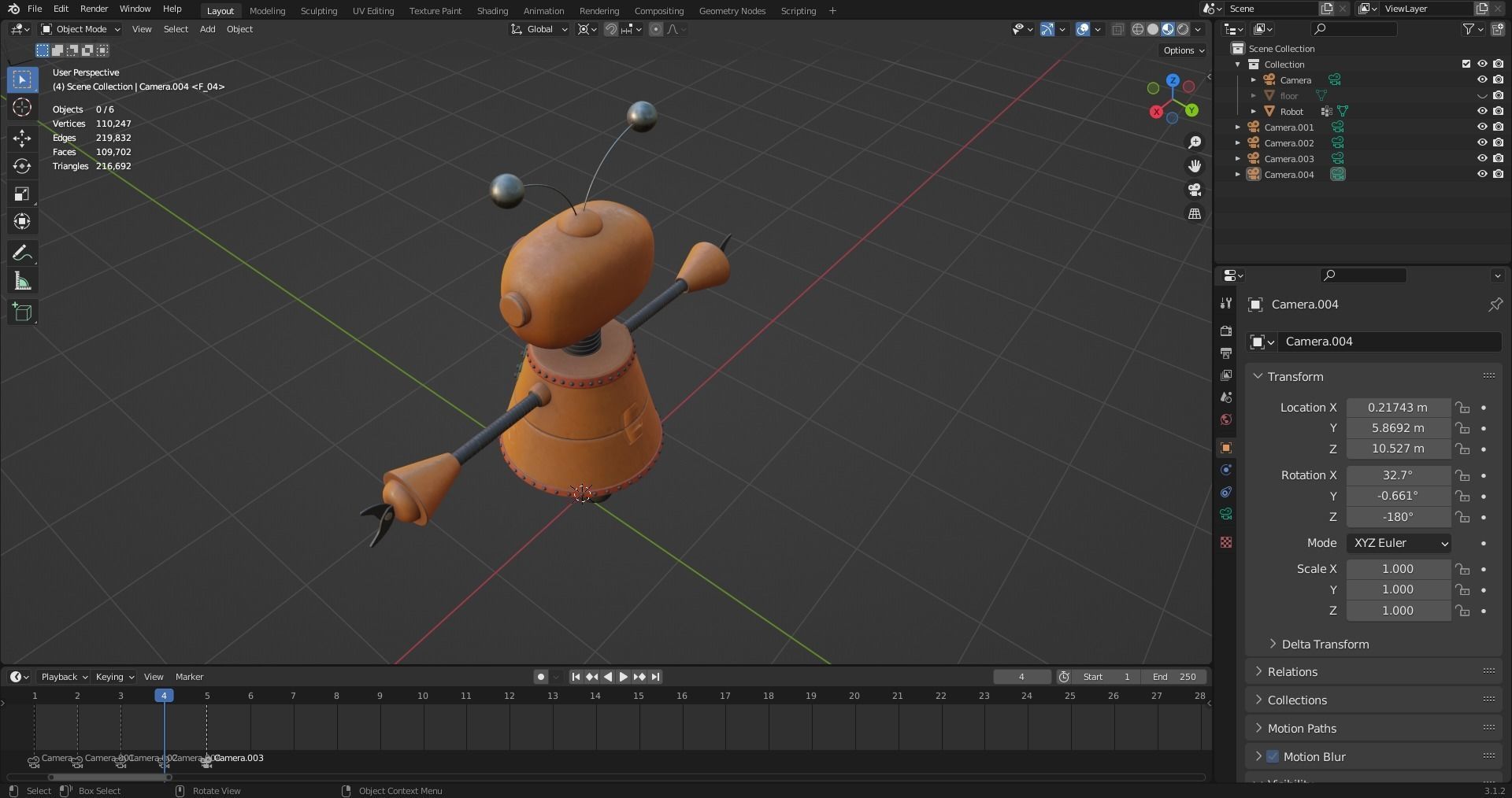 Cartoon Robot Rigged in Blender Low-poly 3D model_7