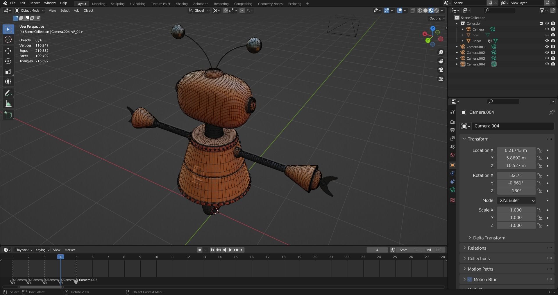 Cartoon Robot Rigged in Blender Low-poly 3D model_15