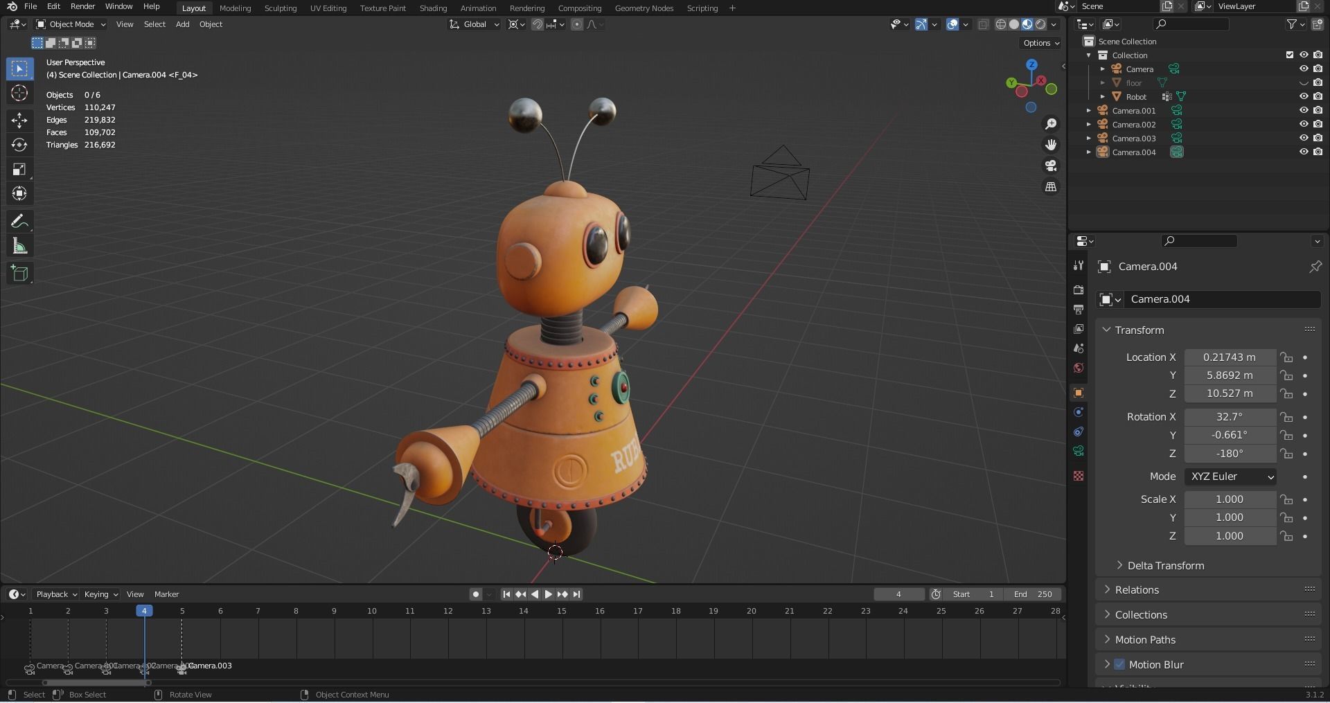 Cartoon Robot Rigged in Blender Low-poly 3D model_8