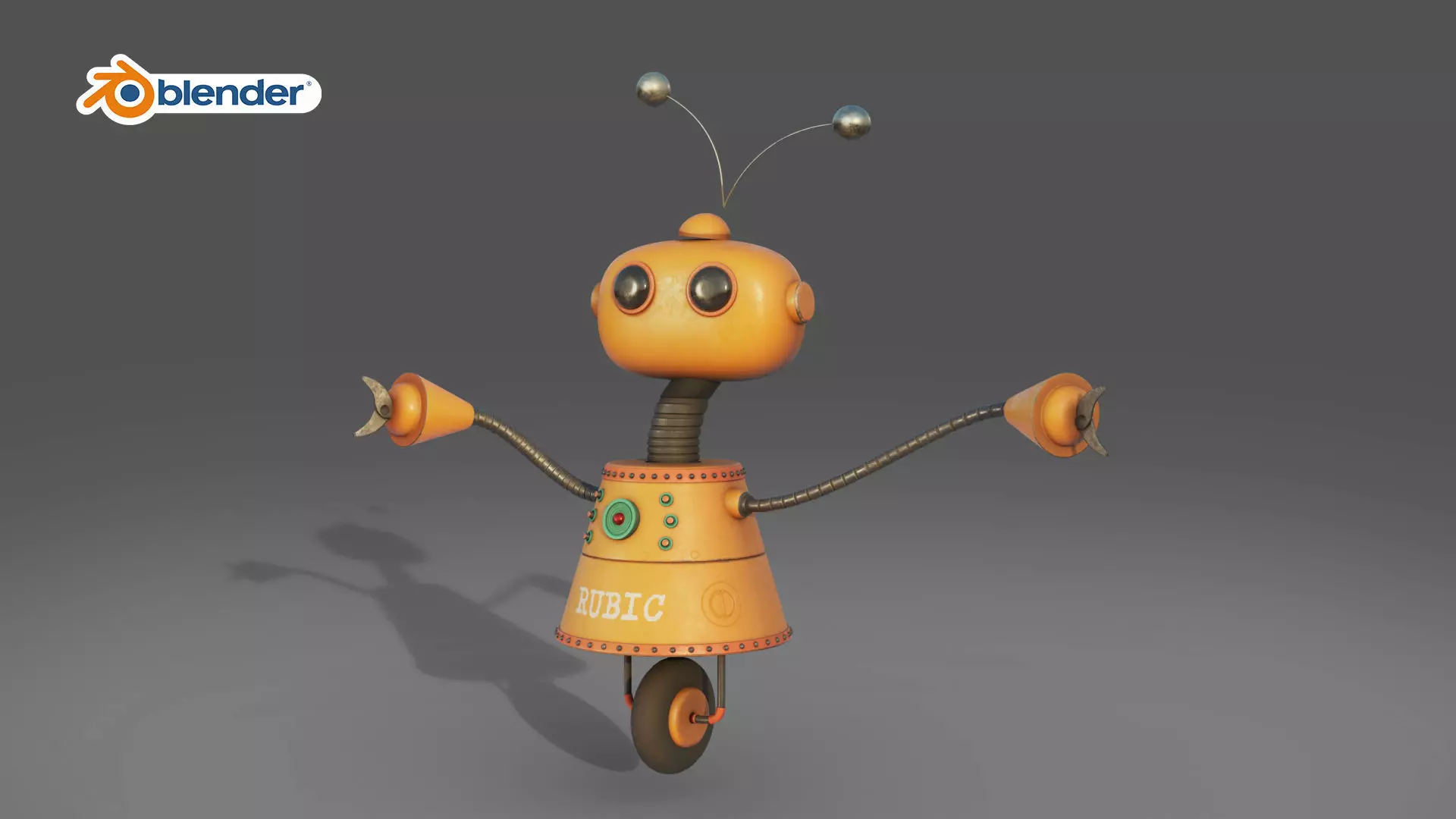 Cartoon Robot Rigged in Blender Low-poly 3D model_0