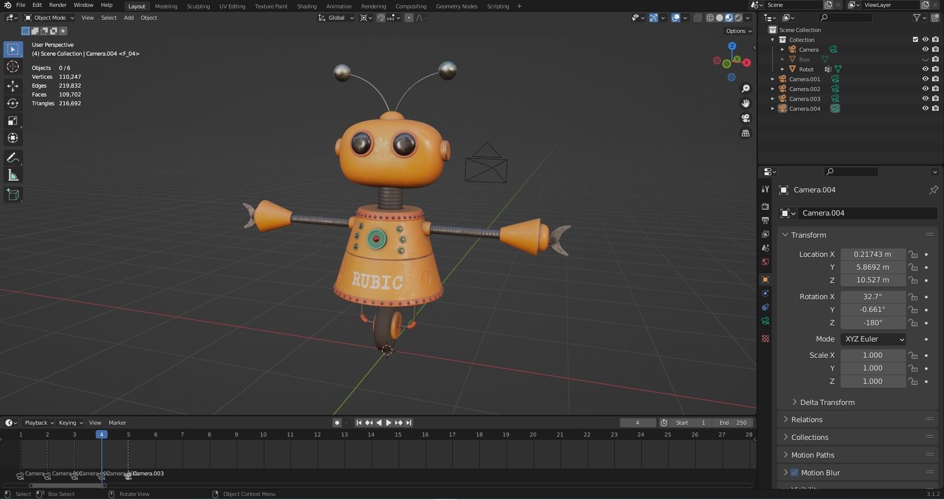 Cartoon Robot Rigged in Blender Low-poly 3D model_10