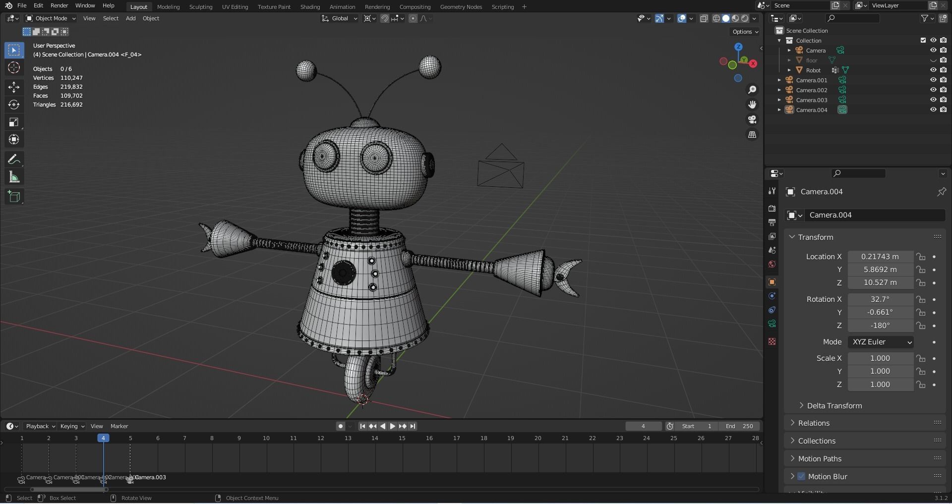 Cartoon Robot Rigged in Blender Low-poly 3D model_12
