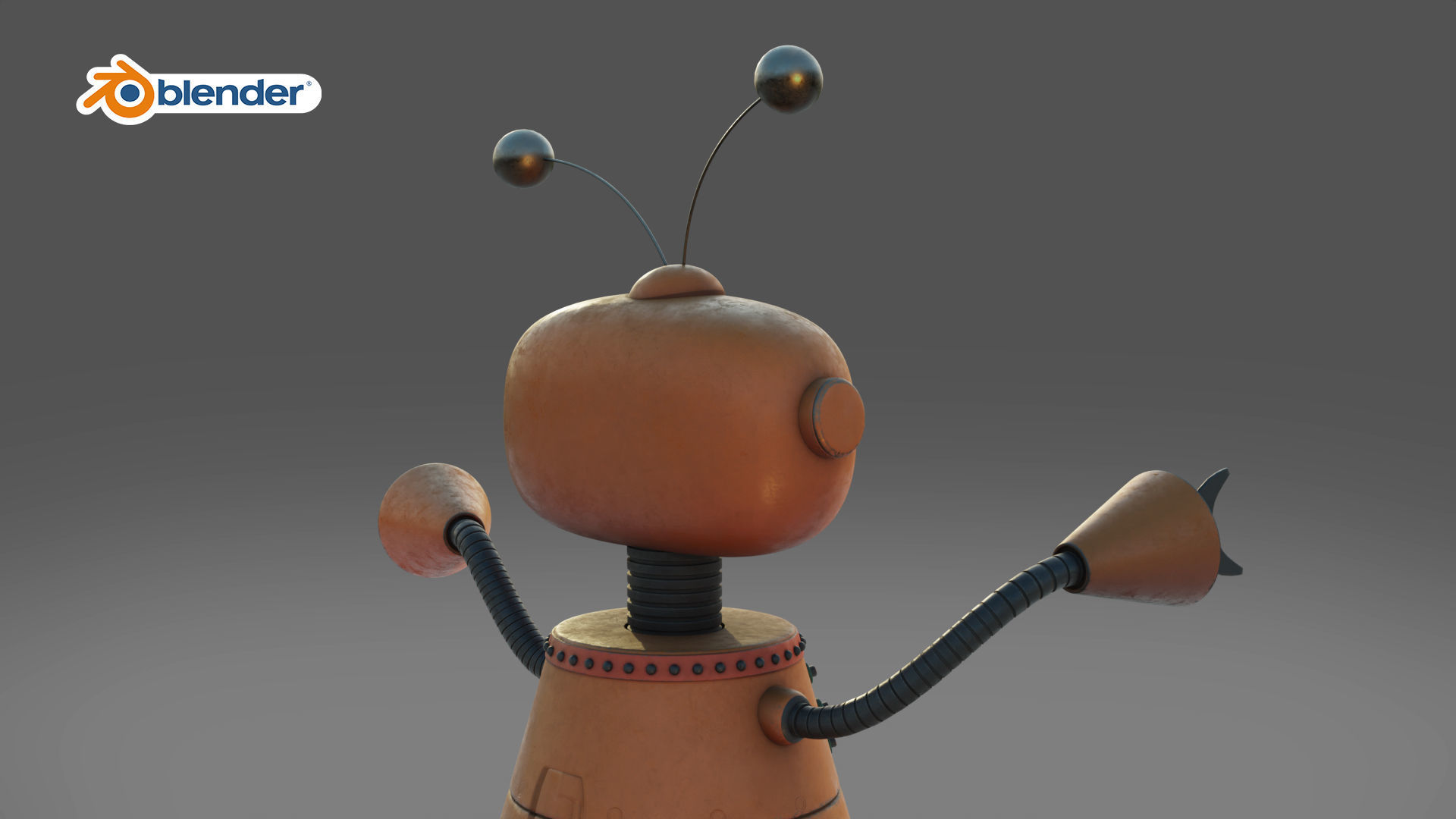 Cartoon Robot Rigged in Blender Low-poly 3D model_5