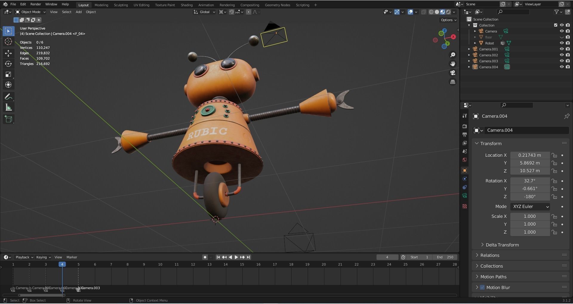 Cartoon Robot Rigged in Blender Low-poly 3D model_9