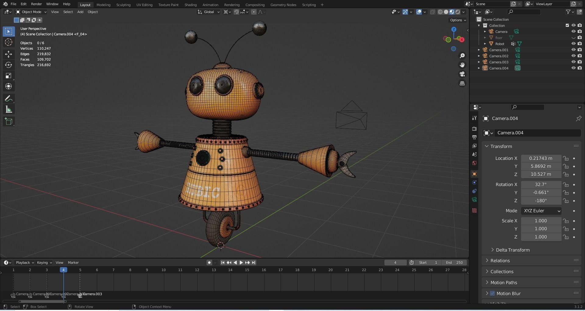 Cartoon Robot Rigged in Blender Low-poly 3D model_18