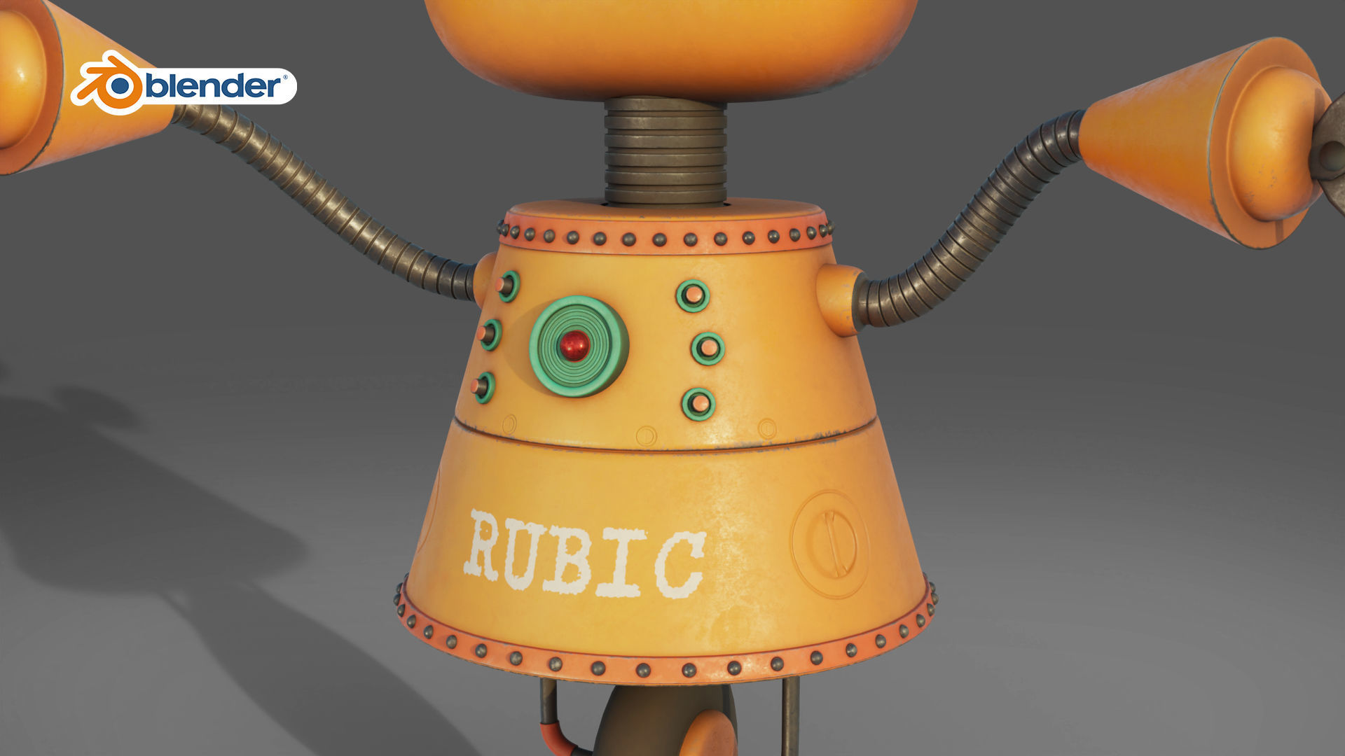 Cartoon Robot Rigged in Blender Low-poly 3D model_6